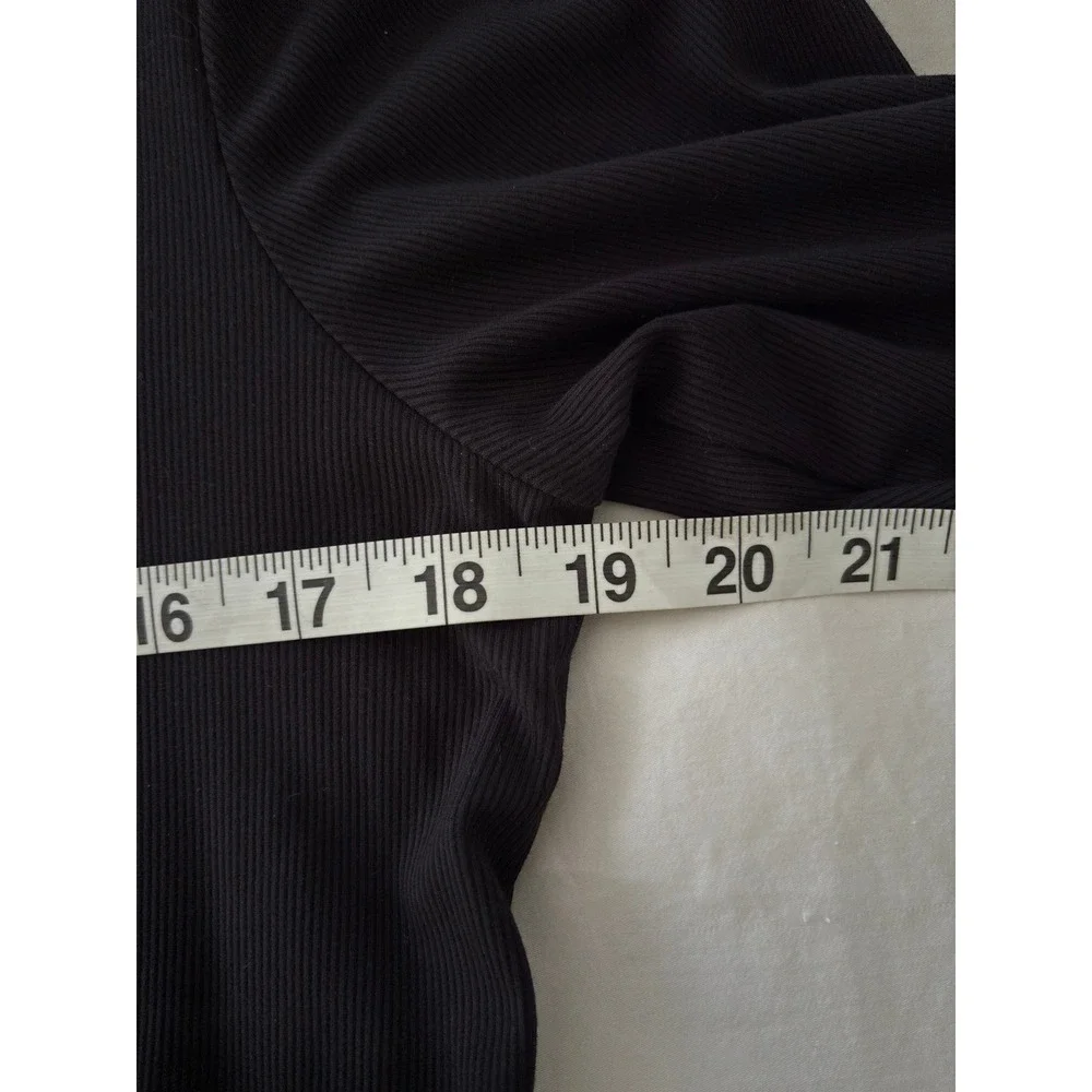 Athleta Womens XL Black Signature Rib Long Sleeve Henley Top - Picture 4 of 7